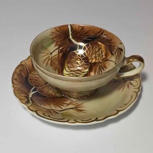 Teacup and Saucer Pinecones Fall Autumn Vintage